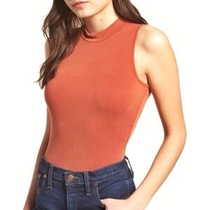 MADEWELL | mock neck bodysuit - rust color
